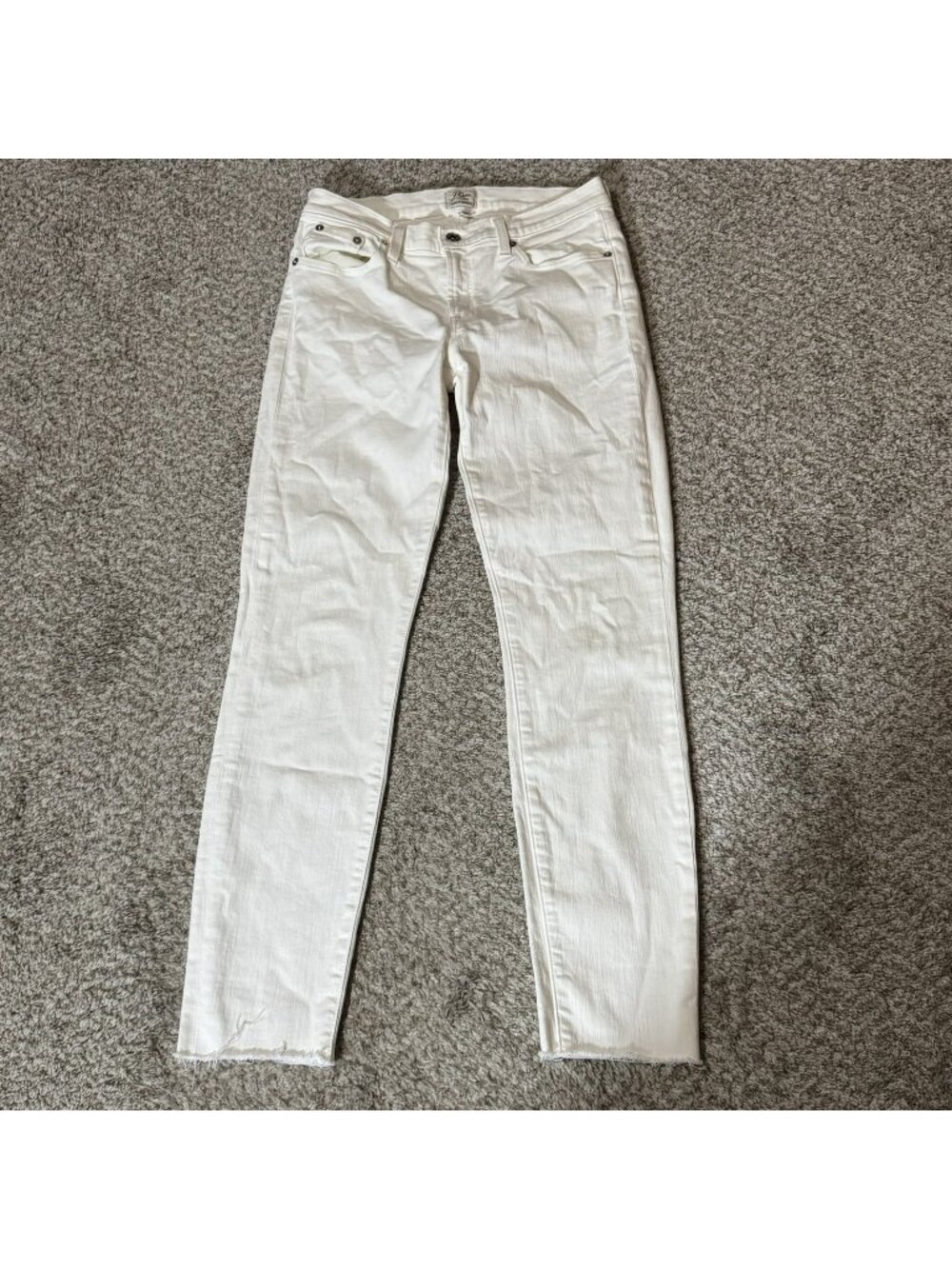 J. Crew Toothpick Jeans Women's Skinny Size 27T White Raw Hem Stretch Denim